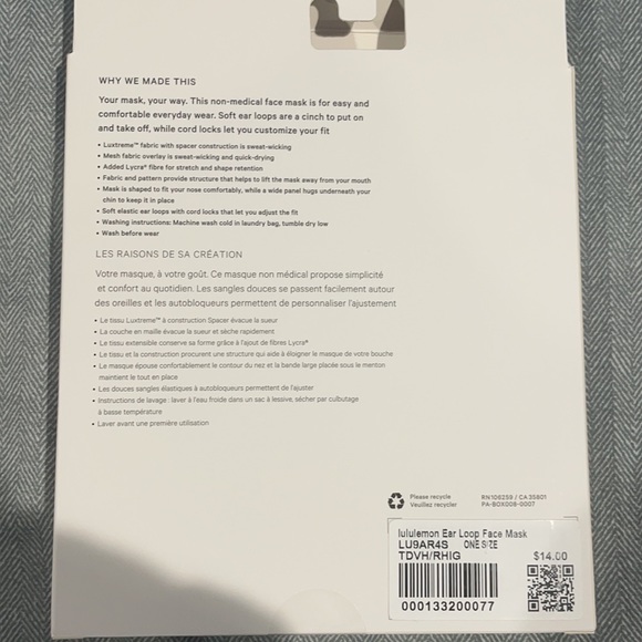 Lululemon Face Mask NWT - Picture 2 of 2
